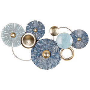 Decorazione murale in ferro blu e oro Arte murale fatta a mano Accessorio moderno