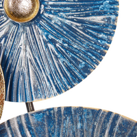 Decorazione murale in ferro blu e oro Arte murale fatta a mano Accessorio moderno