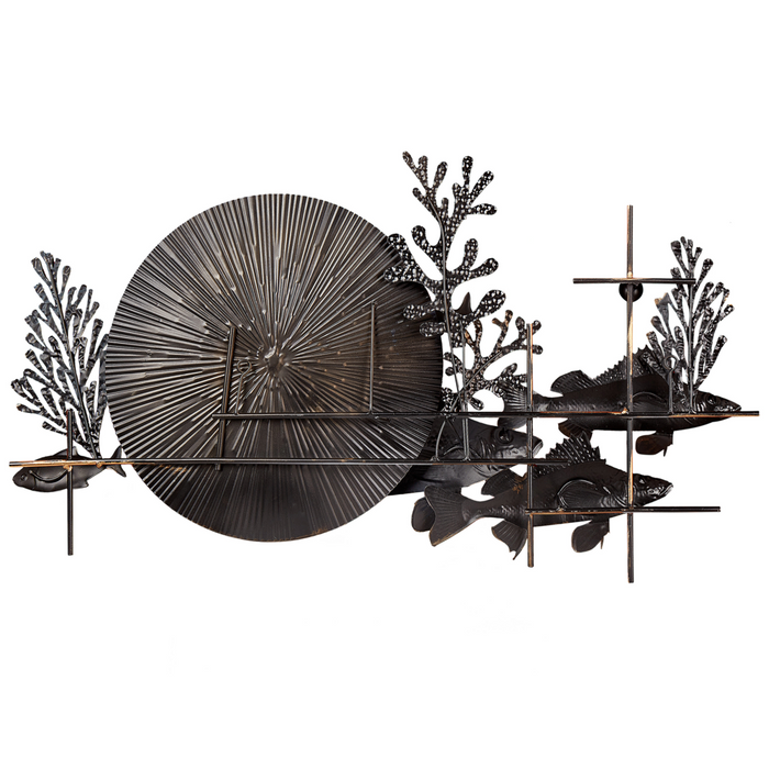 Decorazione murale in ferro blu e oro Arte murale fatta a mano Accessorio moderno