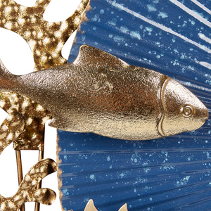 Decorazione murale in ferro blu e oro Arte murale fatta a mano Accessorio moderno