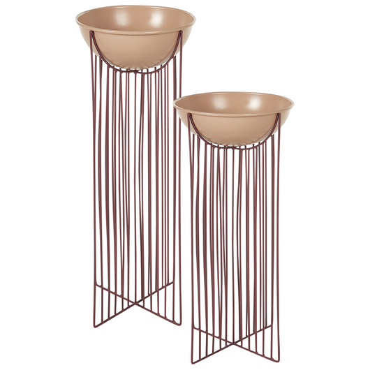 Set di 2 supporti per piante per vaso per fiori rotondo 55/45 cm in metallo rosa per interni ed esterni
