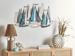 Decorazione murale in ferro blu e oro Arte murale fatta a mano Accessorio moderno