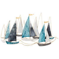 Decorazione murale in ferro blu e oro Arte murale fatta a mano Accessorio moderno