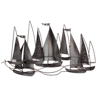 Decorazione murale in ferro blu e oro Arte murale fatta a mano Accessorio moderno