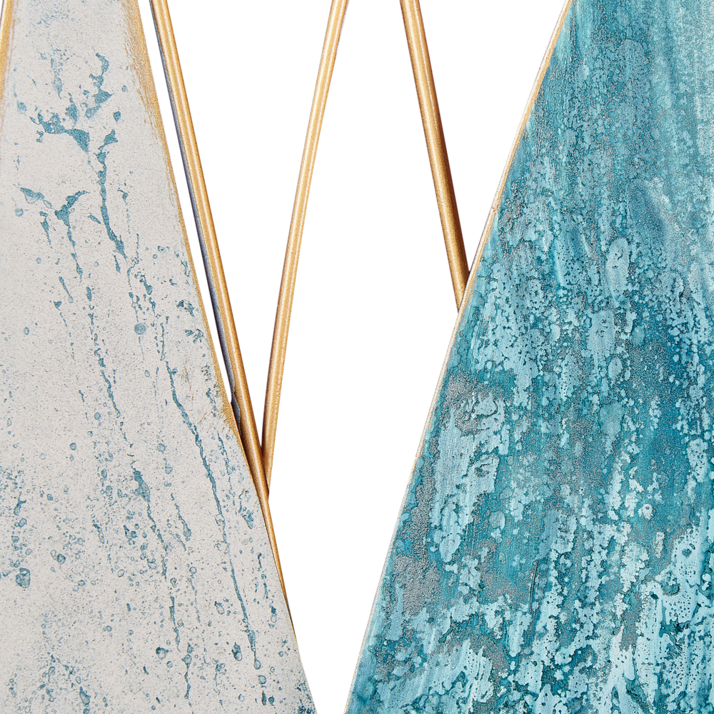 Decorazione murale in ferro blu e oro Arte murale fatta a mano Accessorio moderno