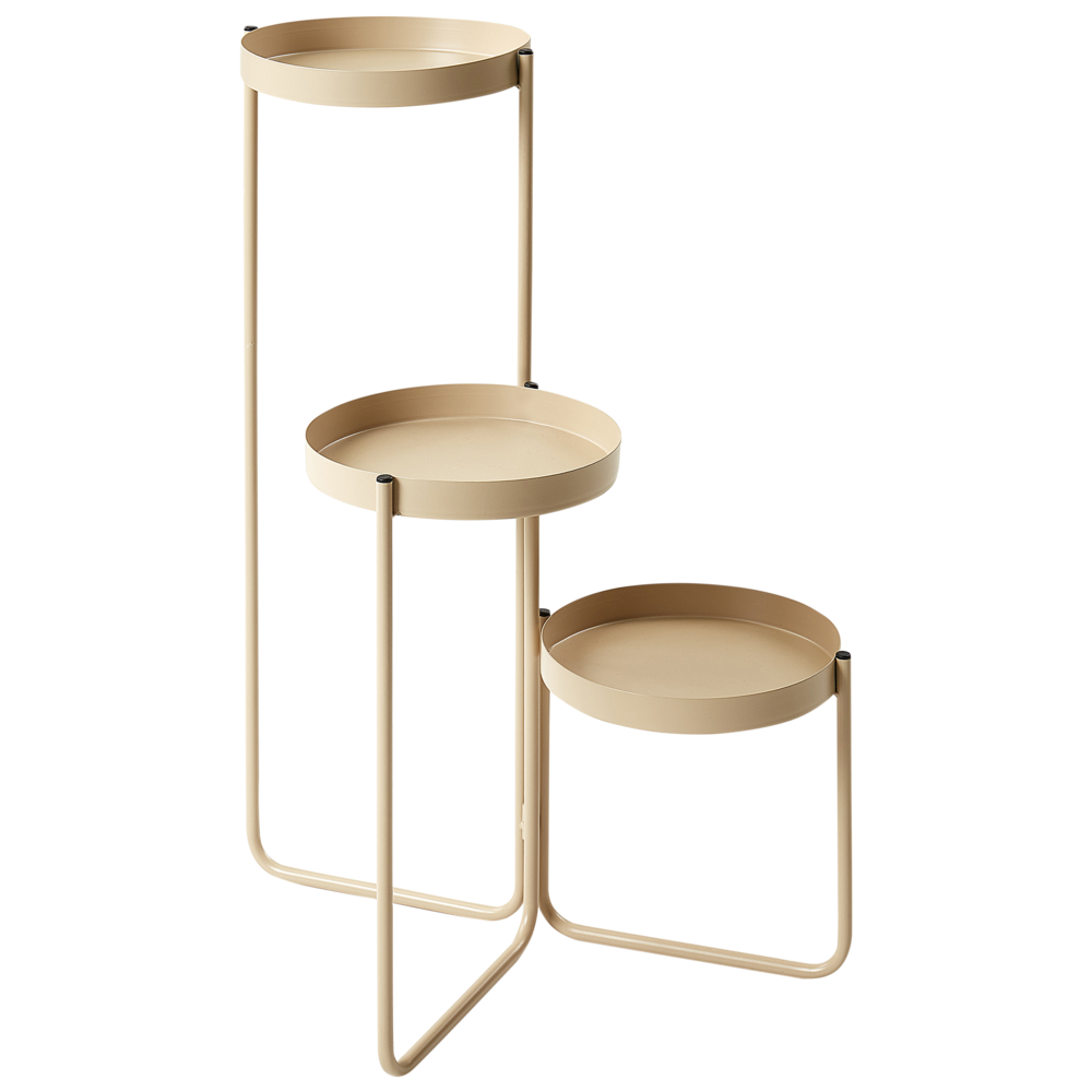 Portapiante per fiori rotondo in metallo beige 21 x 42 x 60 cm per interni ed esterni