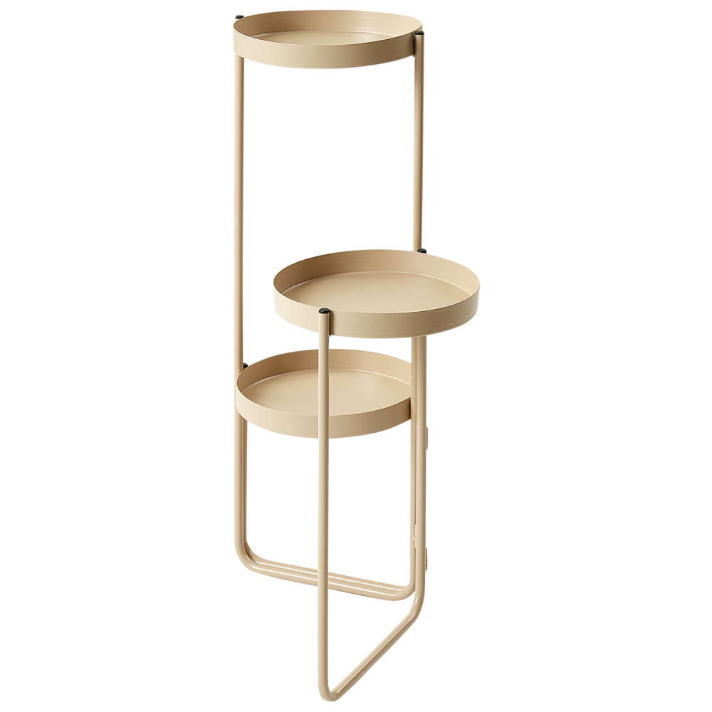 Portapiante per fiori rotondo in metallo beige 21 x 42 x 60 cm per interni ed esterni
