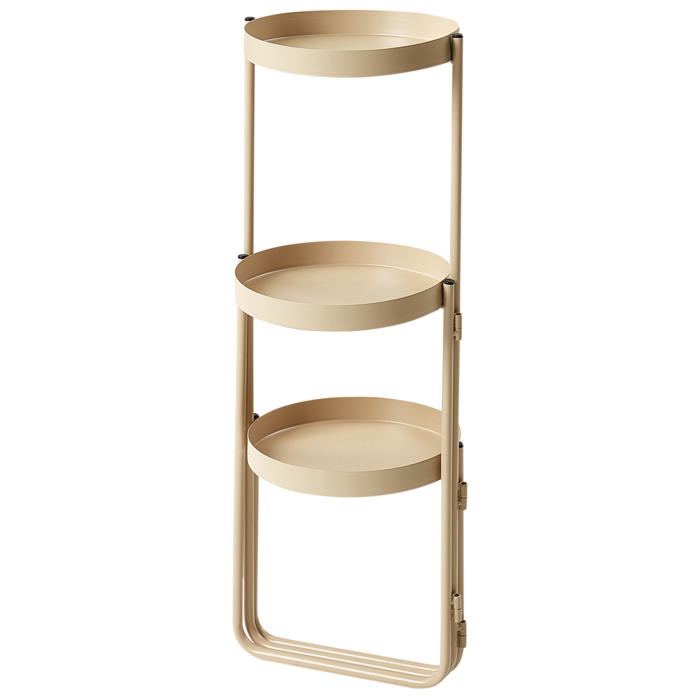 Portapiante per fiori rotondo in metallo beige 21 x 42 x 60 cm per interni ed esterni