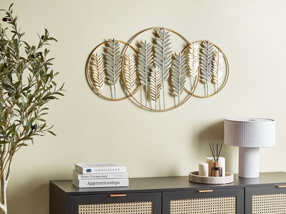 Decorazione murale Arte murale fatta a mano in ferro verde e oro Accessorio moderno