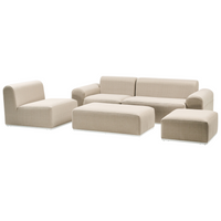 Set da salotto modulare in tessuto per esterni 7 posti reversibili struttura in alluminio beige da giardino