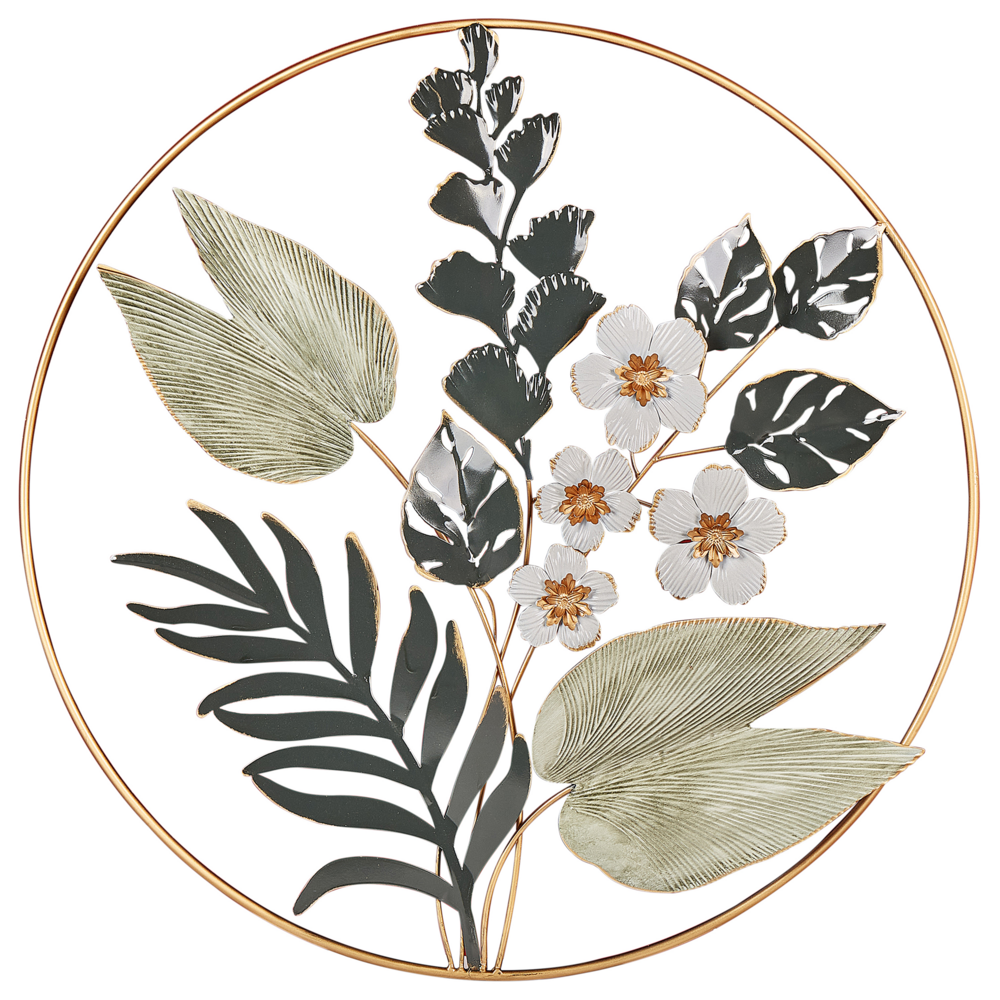 Decorazione murale in metallo verde e oro Arte murale fatta a mano Accessorio moderno