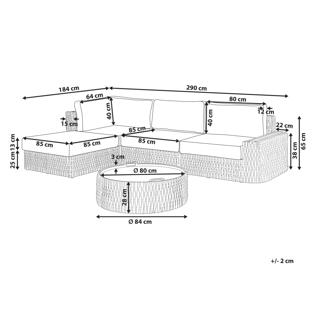 Set di divani da giardino 4 posti in vimini PE rattan tavolino con cuscini beige esterno elegante