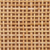 Credenza a 2 ante e 2 ripiani in truciolato di pino chiaro con fronte in rattan stile boho rustico