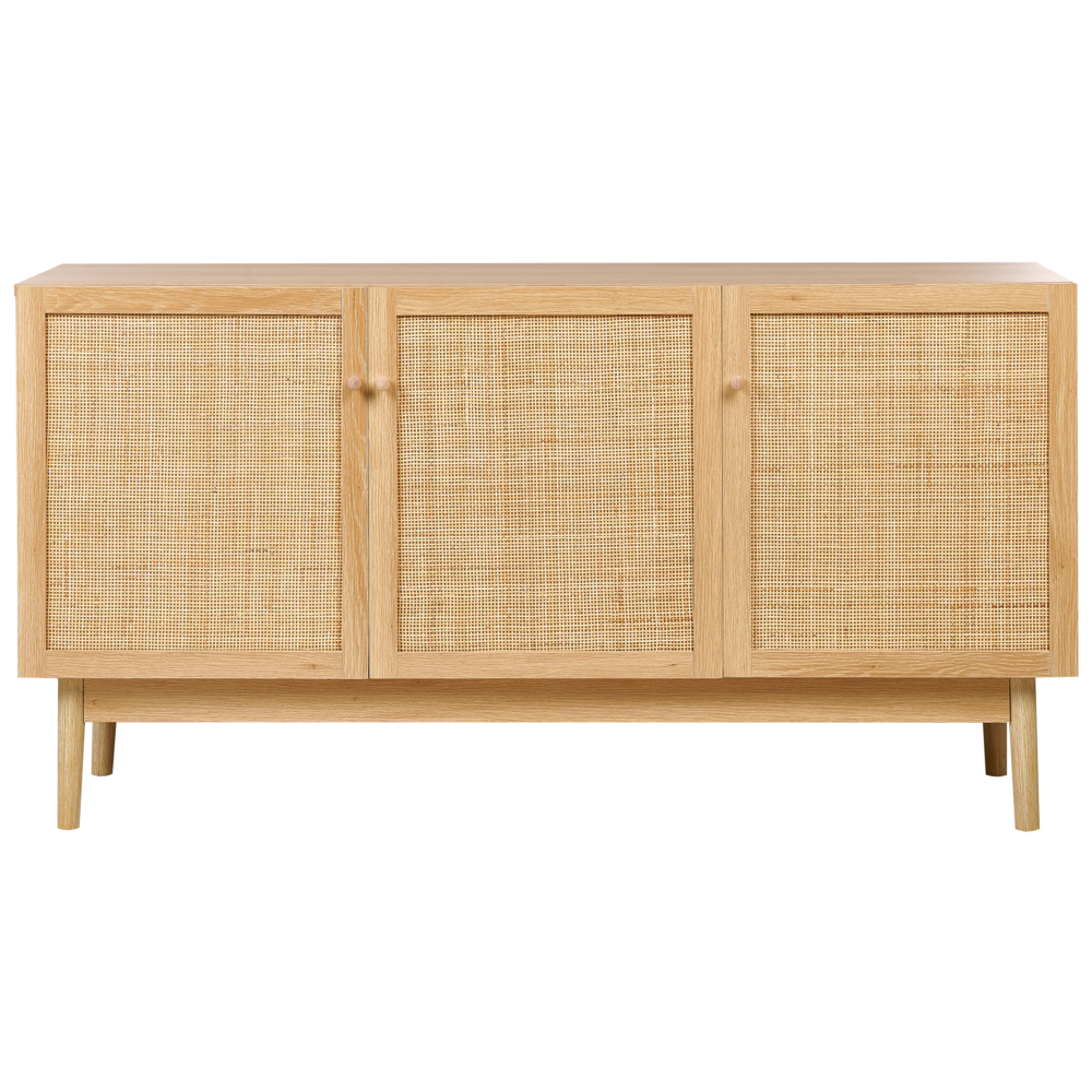 Credenza a 3 ante in truciolato legno chiaro legno di pino stile Boho