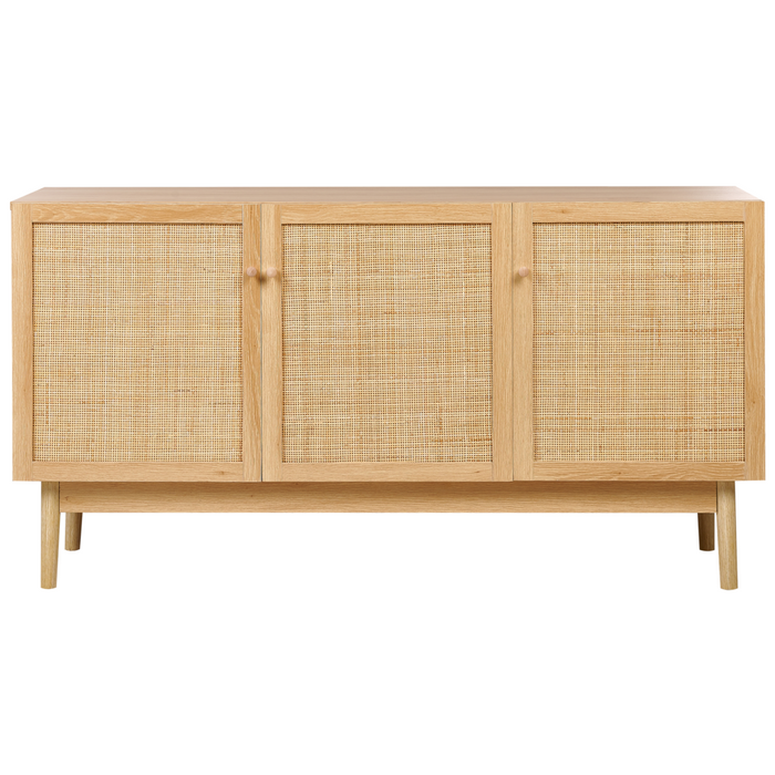 Credenza a 3 ante in truciolato legno chiaro legno di pino stile Boho