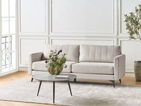 Divano a 3 posti in tessuto Beige chiaro Soggiorno Stile moderno Gambe in metallo