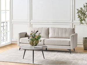 Divano a 3 posti in tessuto Beige chiaro Soggiorno Stile moderno Gambe in metallo