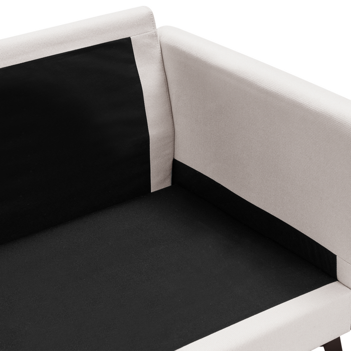 Divano a 3 posti in tessuto Beige chiaro Soggiorno Stile moderno Gambe in metallo