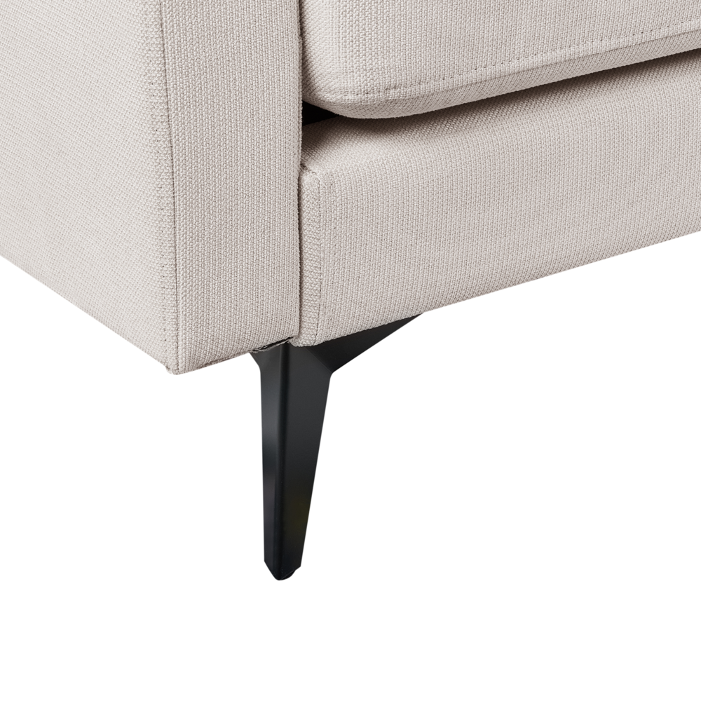 Divano a 3 posti in tessuto Beige chiaro Soggiorno Stile moderno Gambe in metallo