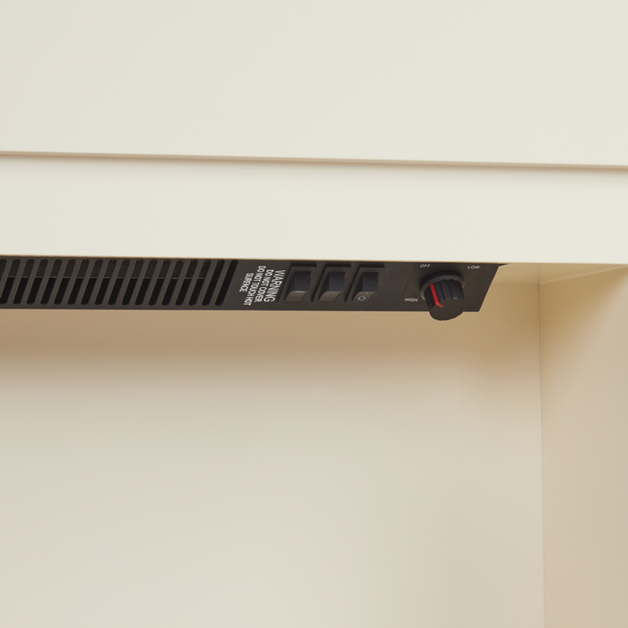 Camino elettrico Riscaldatore Beige MDF Mantello LED Carboni Ciottoli Fuoco Fiamme con Termostato