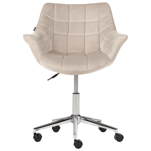 Sedia da ufficio in velluto beige girevole regolabile in altezza stile moderno home office