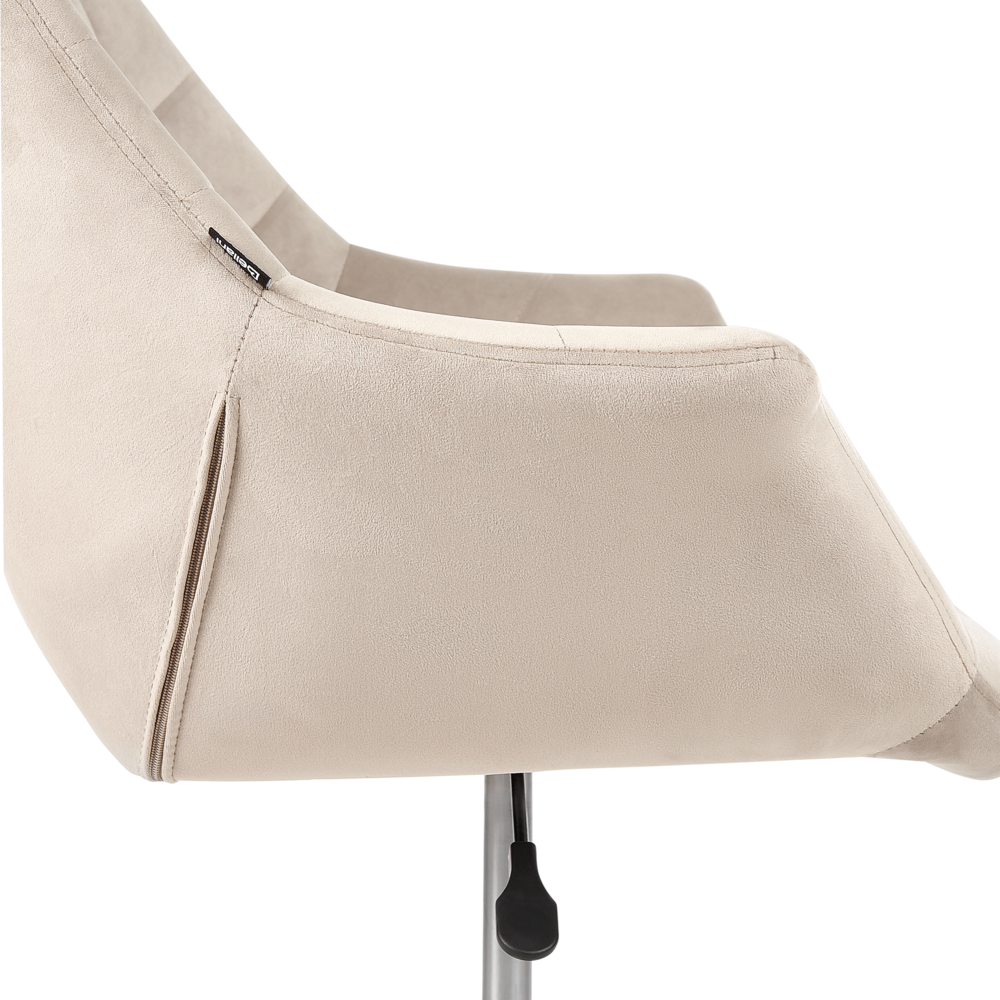 Sedia da ufficio in velluto beige girevole regolabile in altezza stile moderno home office