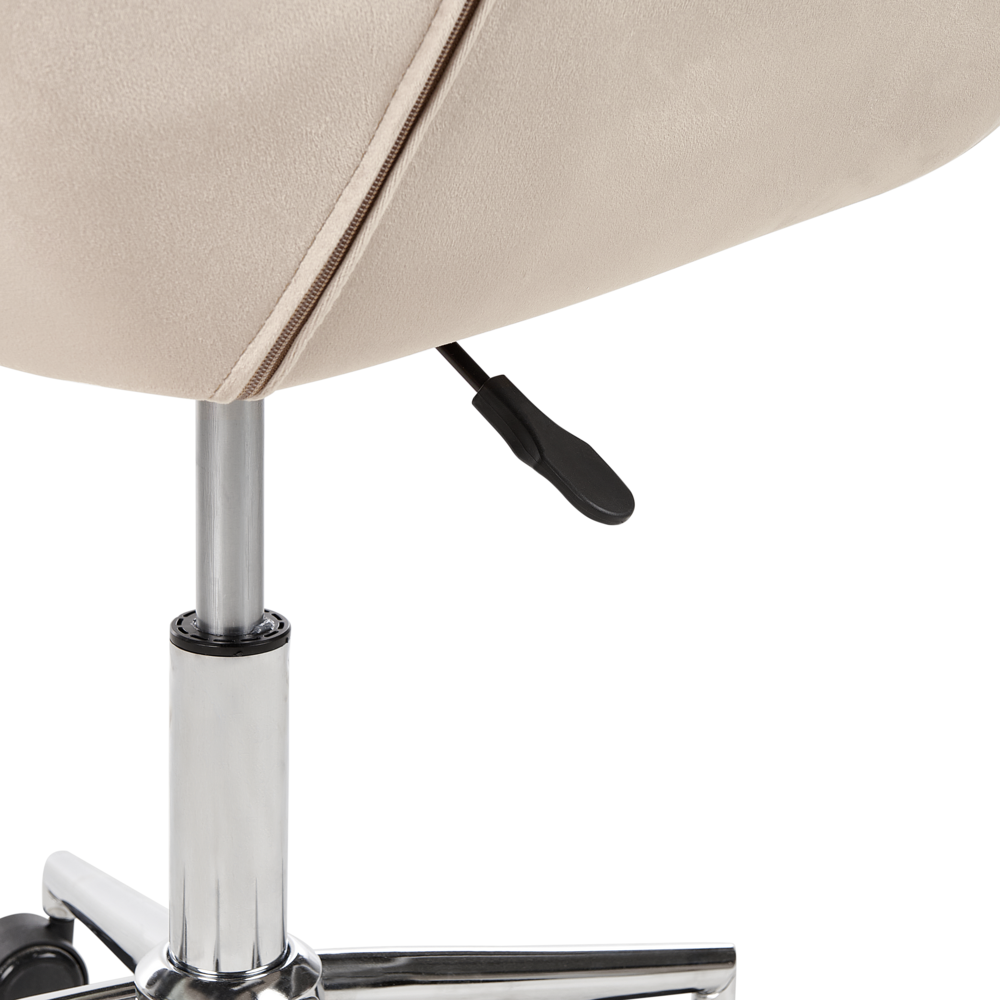Sedia da ufficio in velluto beige girevole regolabile in altezza stile moderno home office
