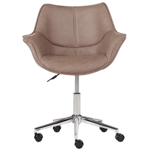 Sedia da ufficio in ecopelle marrone chiaro girevole altezza regolabile stile moderno home office