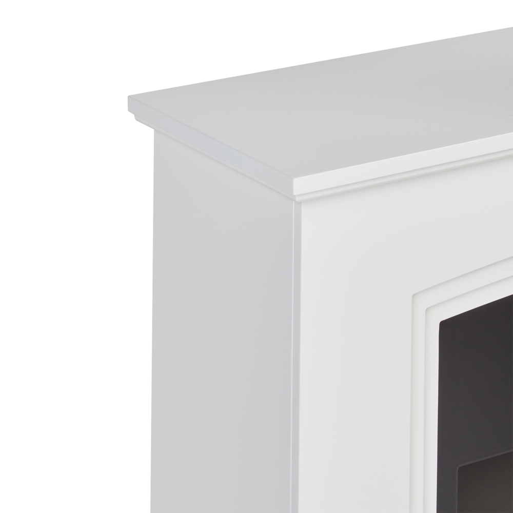 Camino elettrico Riscaldatore Bianco MDF Mantello LED Carboni Ciottoli Fuoco Fiamme con Termostato