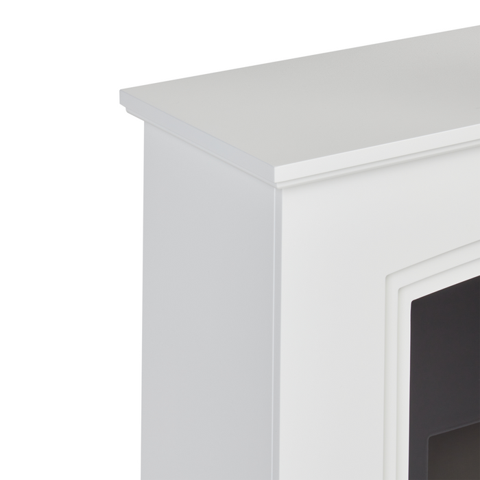 Camino elettrico Riscaldatore Bianco MDF Mantello LED Carboni Ciottoli Fuoco Fiamme con Termostato