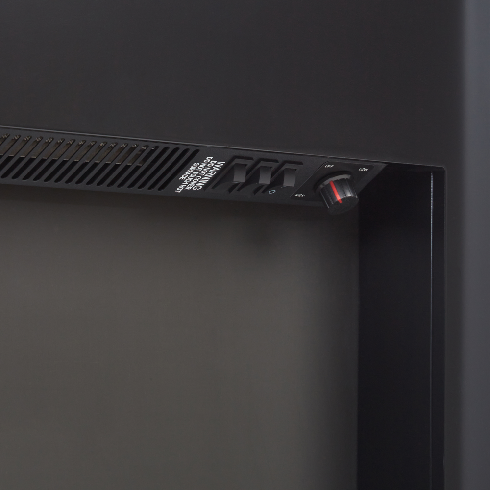 Camino elettrico Riscaldatore Bianco MDF Mantello LED Carboni Ciottoli Fuoco Fiamme con Termostato