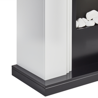 Camino elettrico Riscaldatore Bianco MDF Mantello LED Carboni Ciottoli Fuoco Fiamme con Termostato