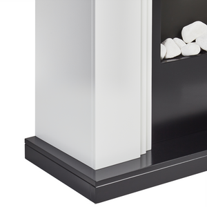 Camino elettrico Riscaldatore Bianco MDF Mantello LED Carboni Ciottoli Fuoco Fiamme con Termostato