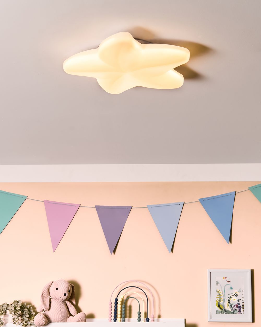 Lampada da soffitto con paralume acrilico bianco a forma di stella per la cameretta dei bambini Illuminazione d'accento di design