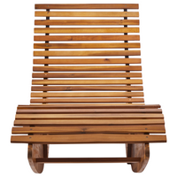 Lettino prendisole in legno di acacia chiaro design a dondolo lettino da giardino a forma curva