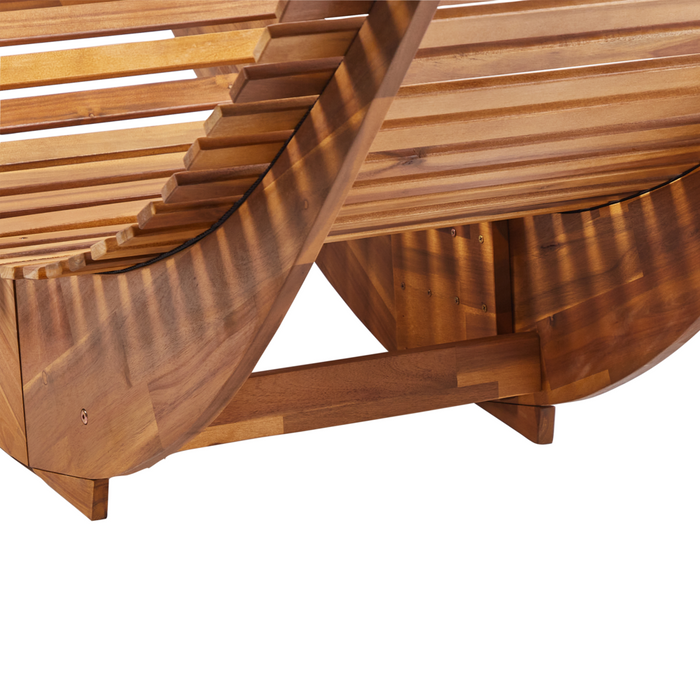 Lettino prendisole in legno di acacia chiaro design a dondolo lettino da giardino a forma curva