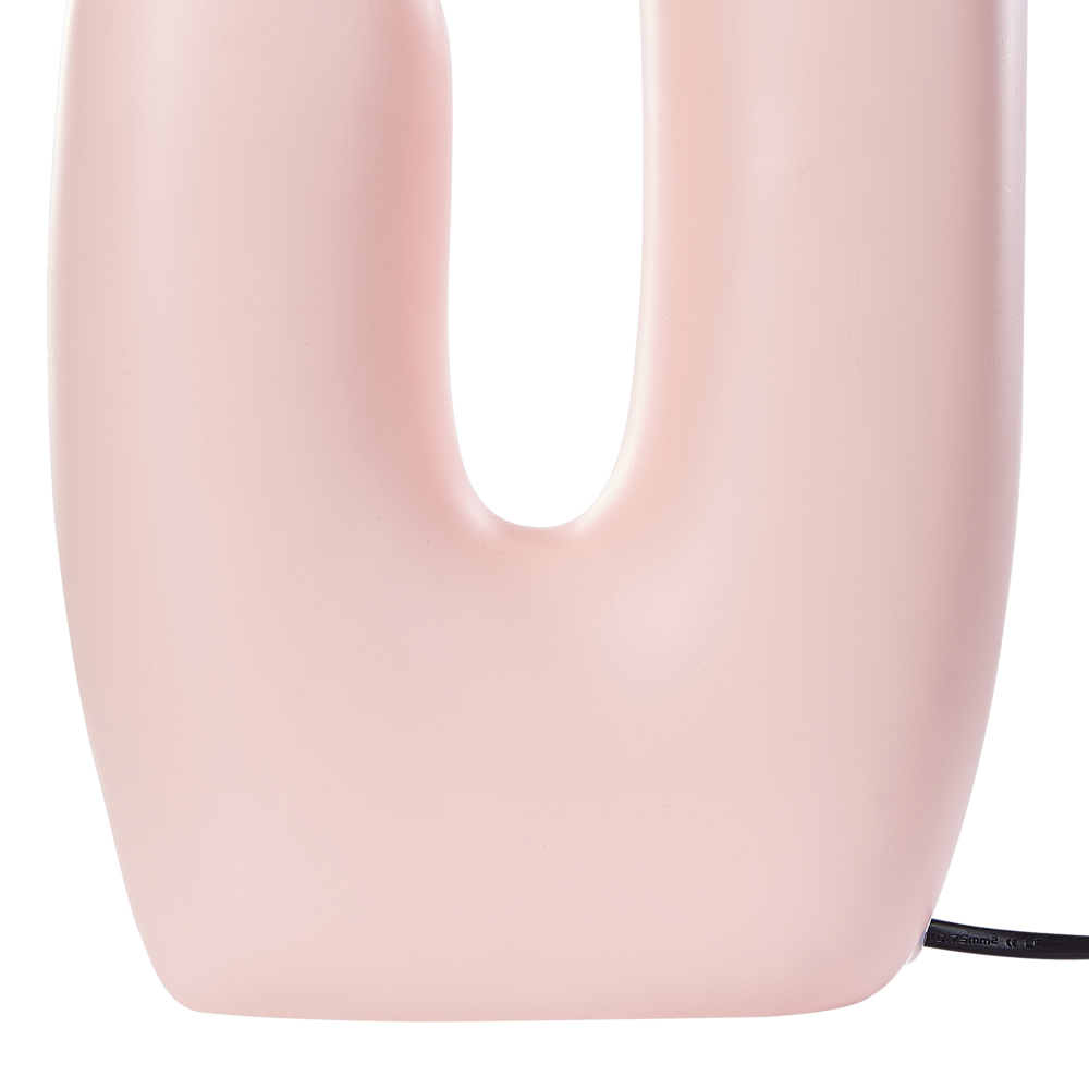 Lampada da tavolo Base in resina rosa Paralumi in vetro rotondi Doppio paralume Base a U