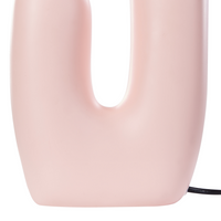 Lampada da tavolo Base in resina rosa Paralumi in vetro rotondi Doppio paralume Base a U