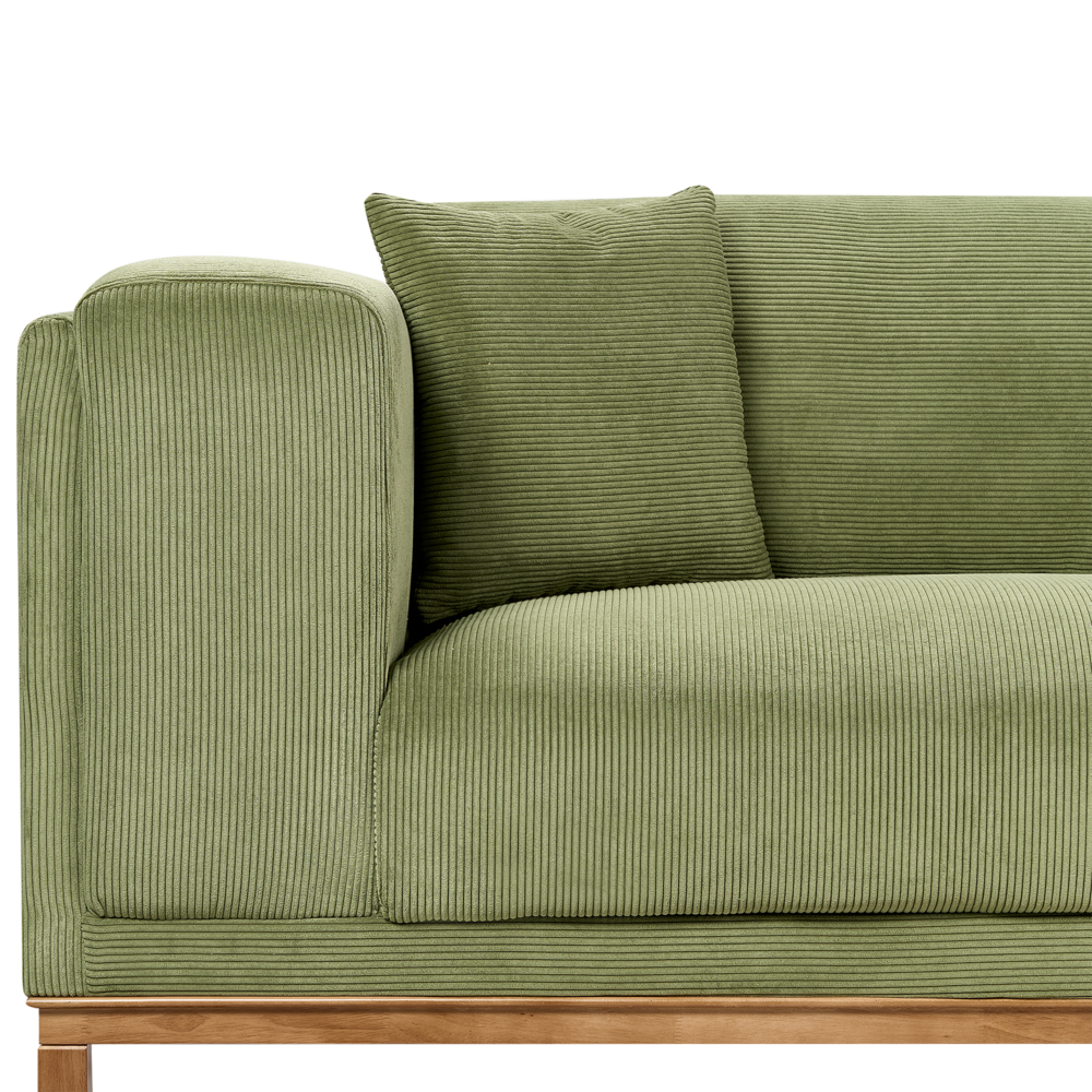 Divano moderno in tessuto di corda verde 4 posti con gambe in legno stile moderno