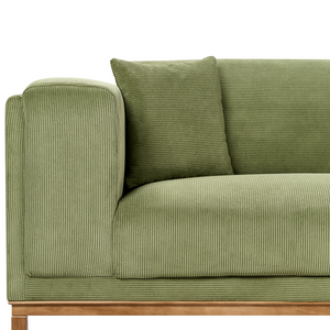 Divano moderno in tessuto di corda verde 4 posti con gambe in legno stile moderno