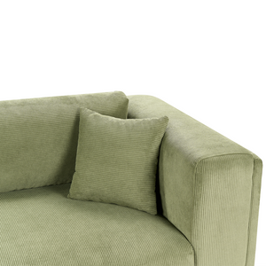 Divano moderno in tessuto di corda verde 4 posti con gambe in legno stile moderno