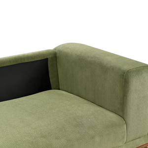 Divano moderno in tessuto di corda verde 4 posti con gambe in legno stile moderno