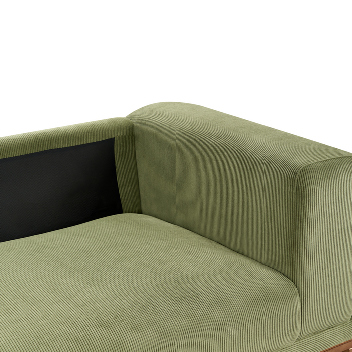 Divano moderno in tessuto di corda verde 4 posti con gambe in legno stile moderno