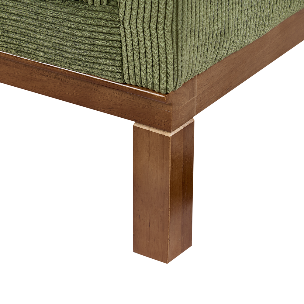 Divano moderno in tessuto di corda verde 4 posti con gambe in legno stile moderno