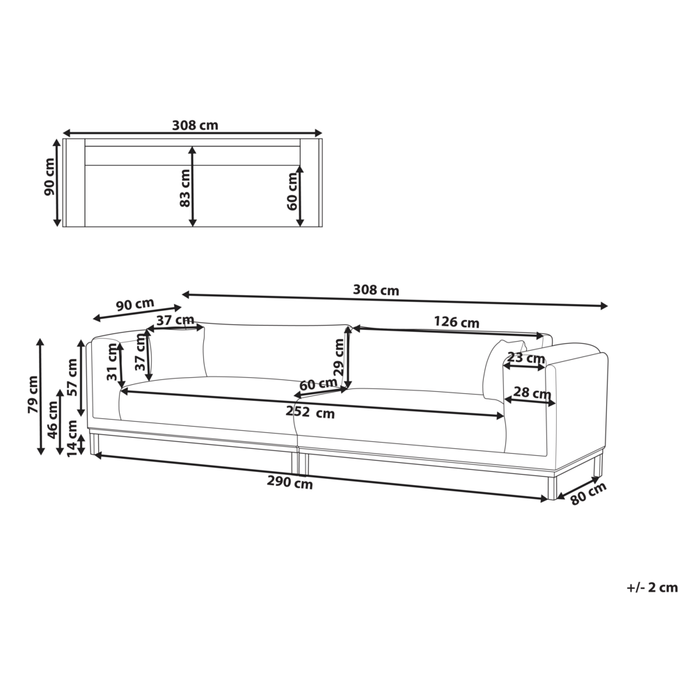Divano moderno in tessuto di corda verde 4 posti con gambe in legno stile moderno
