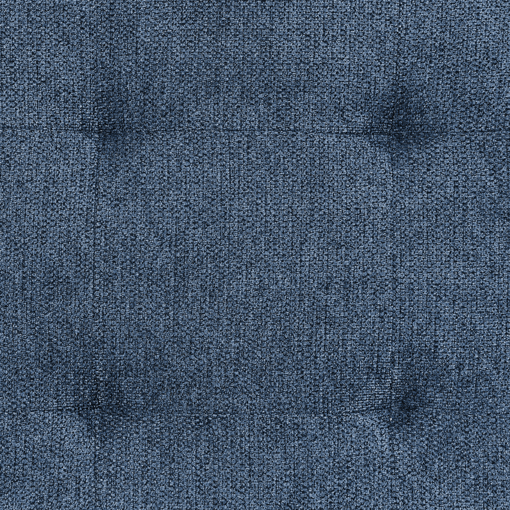 Divano angolare imbottito in tessuto blu lato sinistro imbottito a forma di L con sedile imbottito e trapuntato e cuscini