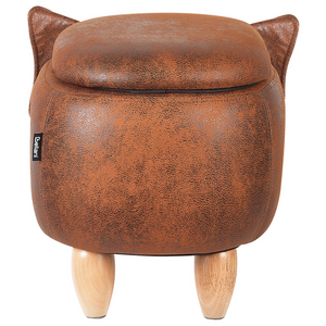 Sgabello per bambini Animale Elefante con contenitore in ecopelle marrone gambe in legno Poggiapiedi per la scuola materna