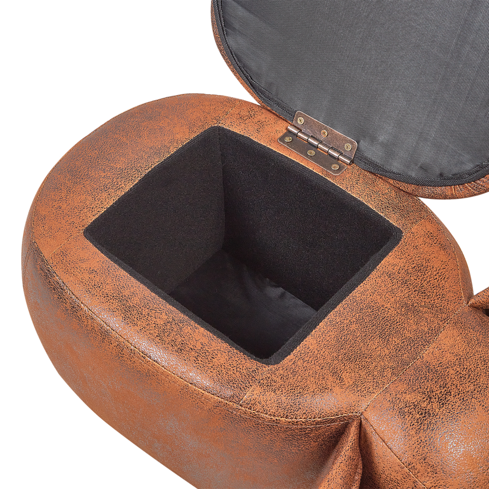 Sgabello per bambini Animale Elefante con contenitore in ecopelle marrone gambe in legno Poggiapiedi per la scuola materna