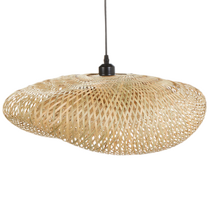 Lampada a sospensione in bambù intrecciato luce naturale stile contemporaneo