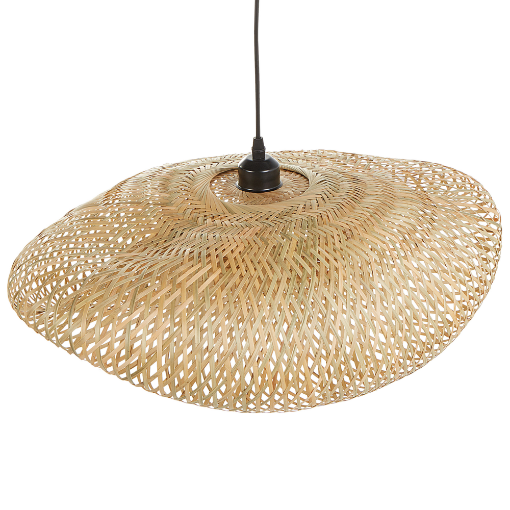 Lampada a sospensione in bambù intrecciato luce naturale stile contemporaneo